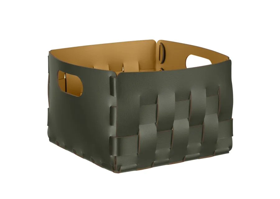 obrazek 1 Elegancki ciemnooliwkowy kosz Bottega 25x25xH20 cm