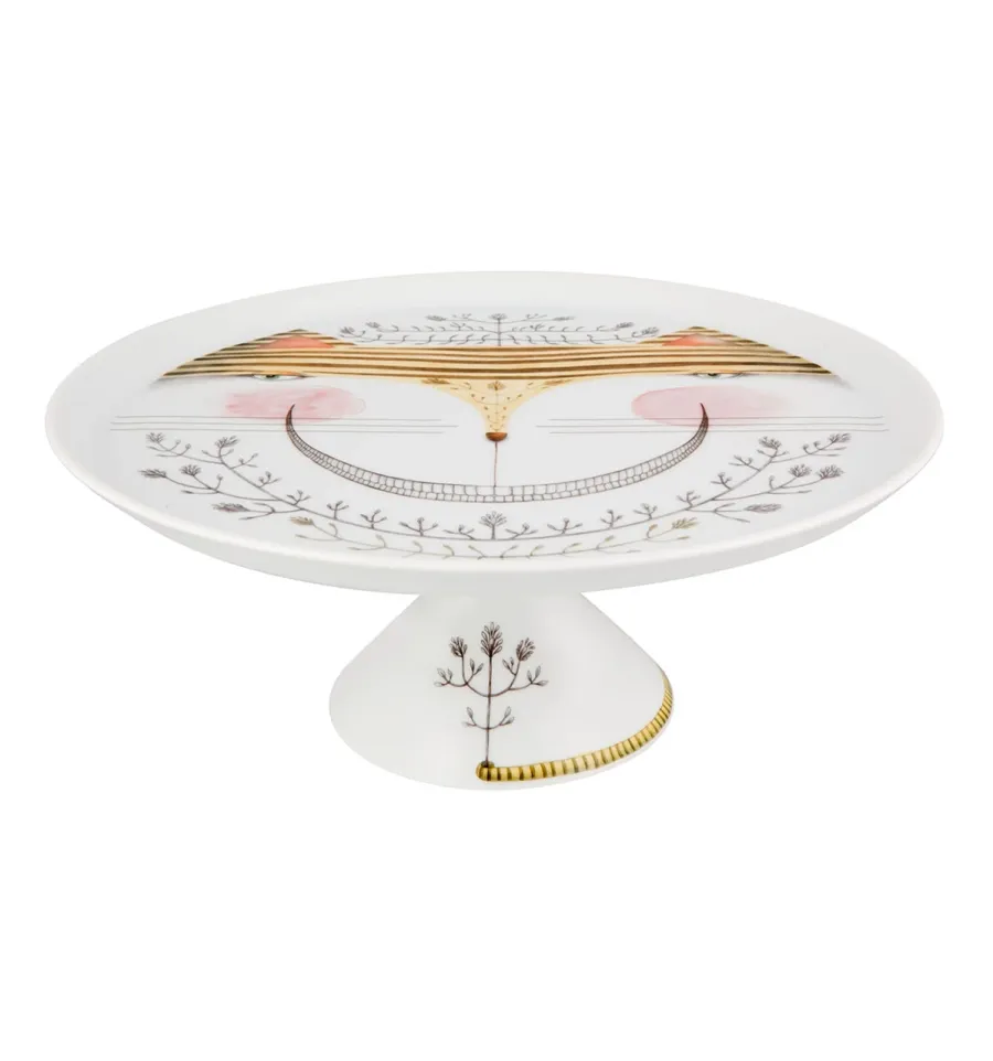 obrazek 1 Porcelanowa patera na ciasto z dużą nóżką z ozdobnym motywem - Vista Alegre