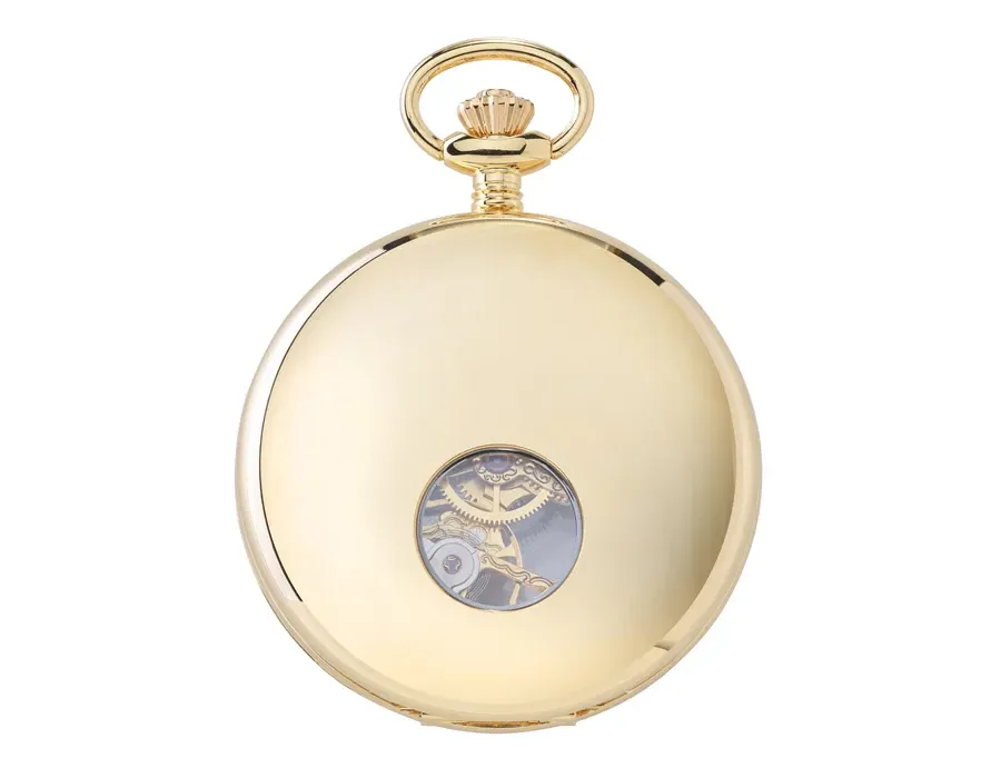 picture 2 Half Hunter 53mm Mechanical Pocket Watch – Gold