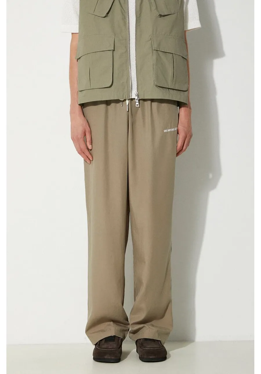 obrazek 1 MKI MIYUKI ZOKU spodnie Tencel Trousers męskie kolor zielony proste TENCEL.TROUSERS