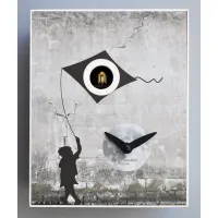 Zdjęcie Wykonany we Włoszech - zegar przedstawiający dziecko z latawcem i kukułką
