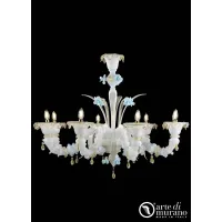 Picture Elegant white chandelier made of 24-carat gold and Murano glass with 8 bulbs