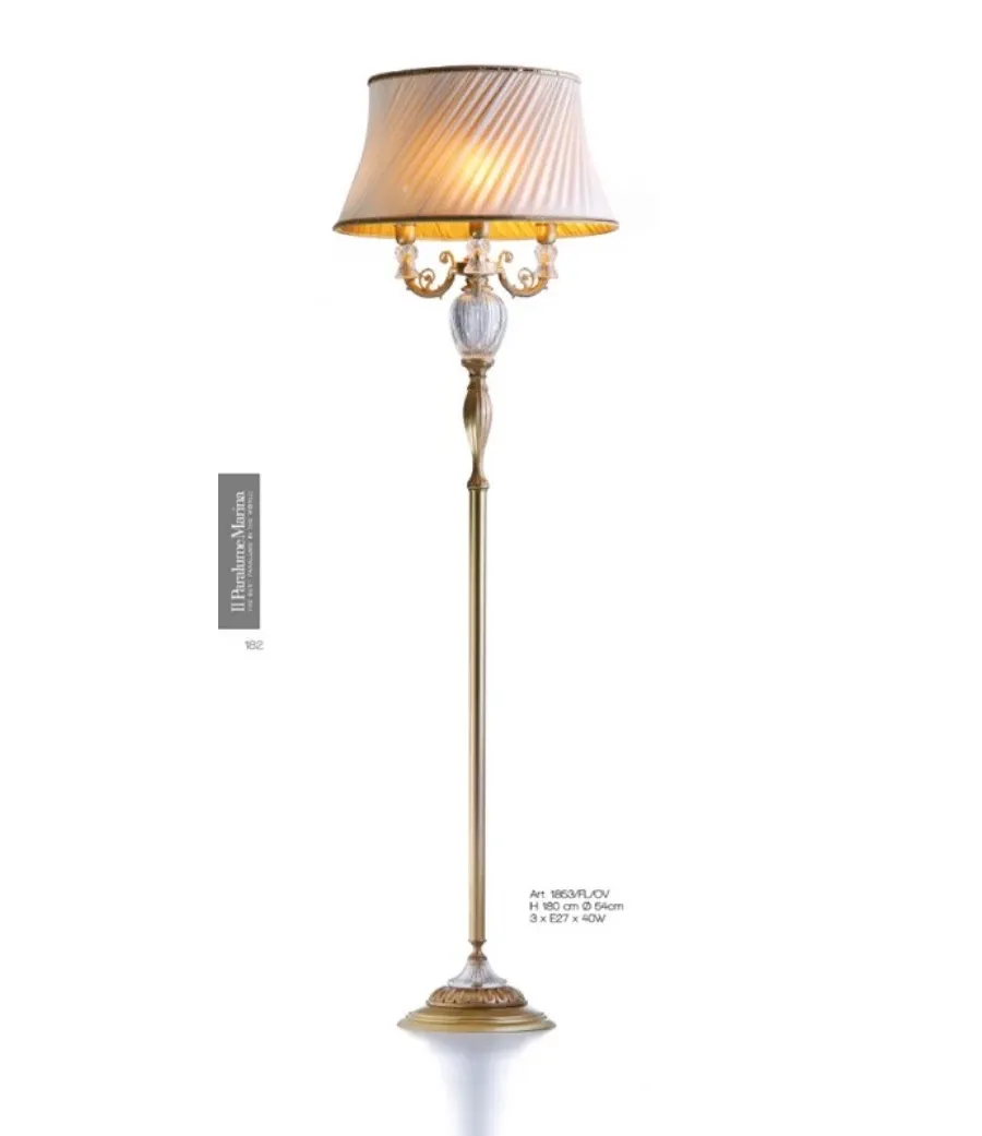 obrazek 1 Lampa podłogowa z odlewanego mosiądzu i wstawek z kryształu florenckiego – Il Paralume Marina