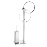 Zdjęcie Wieszak na ręczniki ze szczotką do toalety z mosiądzu z wykończeniem w polerowanym i porysowanym chromie - Il Paralume Marina