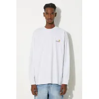 Zdjęcie Carhartt WIP longsleeve bawełniany Longsleeve American Script T-Shirt kolor szary gładki I029955.-ASH.HEATHE