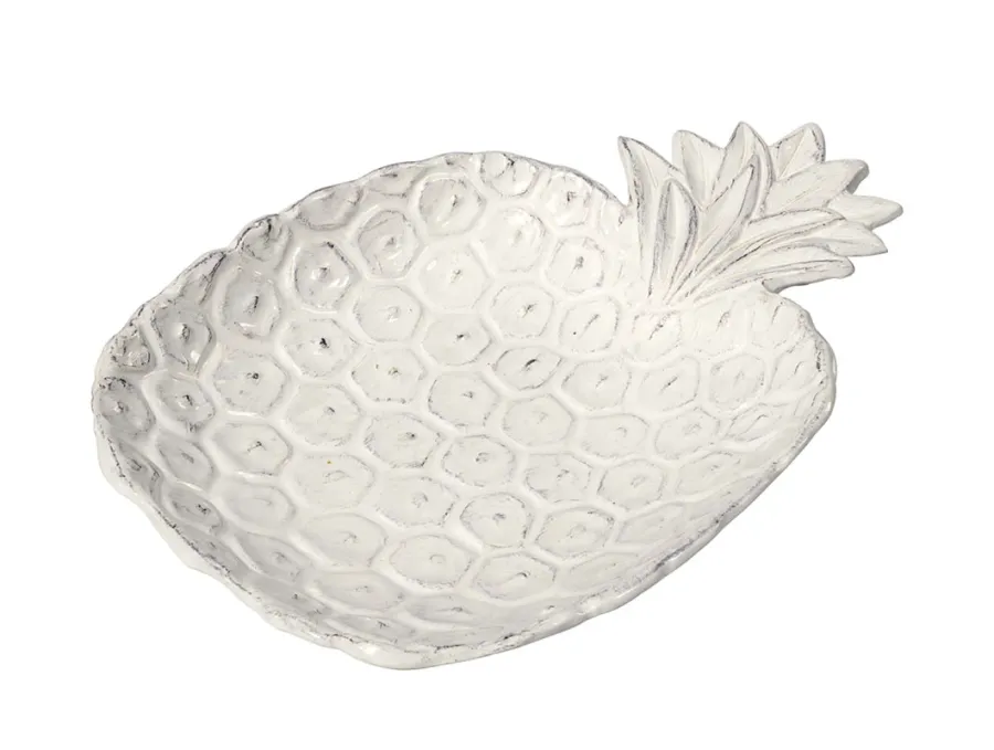 obrazek 1 Piękny mały talerz w kształcie ananasa 21 cm biały - Virginia Casa