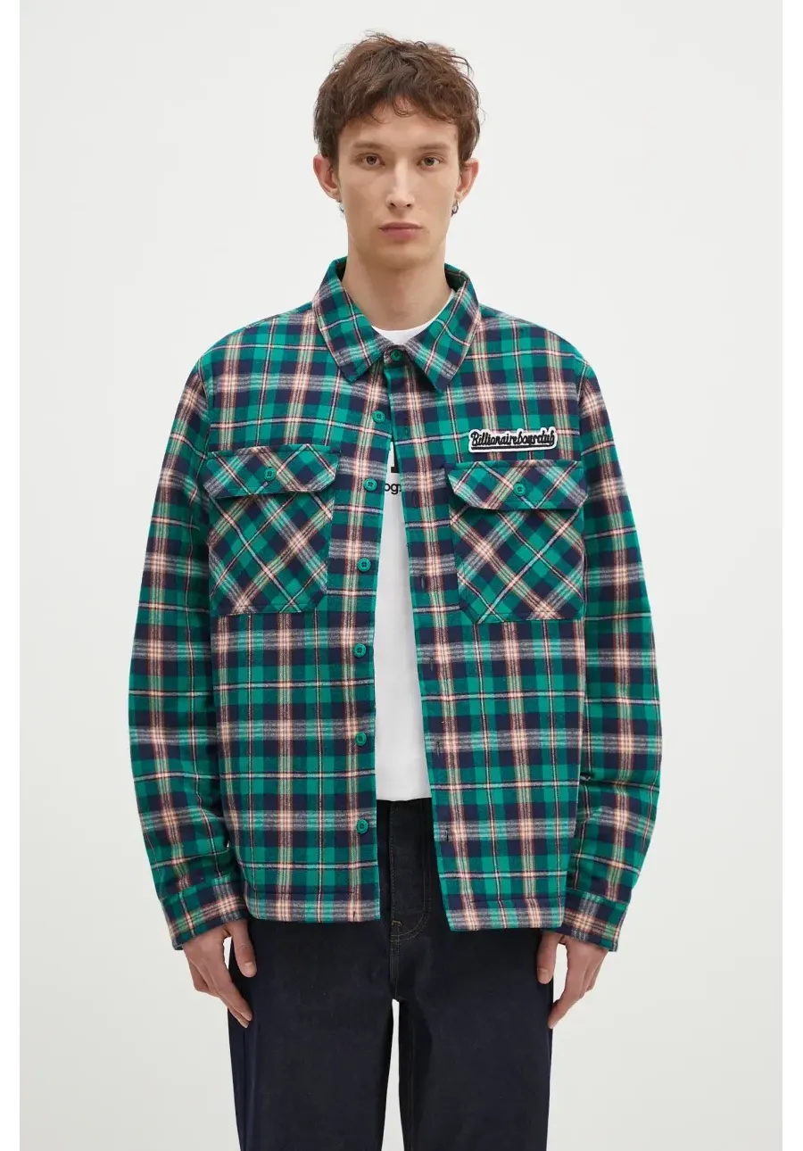 obrazek 1 Billionaire Boys Club kurtka koszulowa Padded Check Overshirt kolor zielony przejściowa oversize B24430