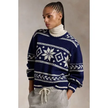 Zdjęcie Polo Ralph Lauren sweter wełniany damski kolor granatowy ciepły 211947933