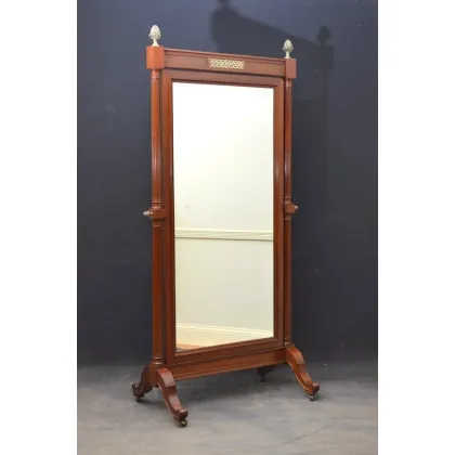 Zdjęcie Doskonałe jakości lite mahoniowe francuskie lusterko o eleganckim wyglądzie - antyk