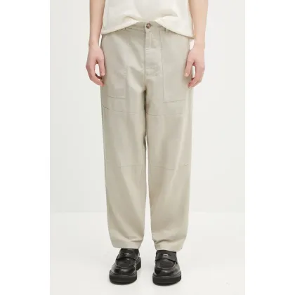 Zdjęcie Barbour spodnie lniane Barbour Natural Linen Blend Trouser męskie kolor beżowy proste MTR0763