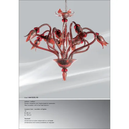Zdjęcie Stylowy jasnoczerwony żyrandol pokryty srebrnym zdobieniem - Il Paralume Marina