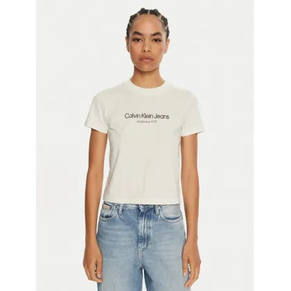 Zdjęcie Calvin Klein Jeans T-Shirt J20J224914 Écru Regular Fit