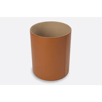 Picture A tasteful leather paper basket in brown and cappuccino colors - for the office
