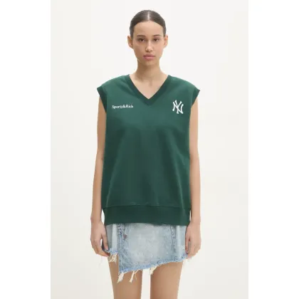 Zdjęcie Sporty & Rich kamizelka bawełniana Yankees Serif V-Neck kolor zielony z aplikacją ST045505300GR10