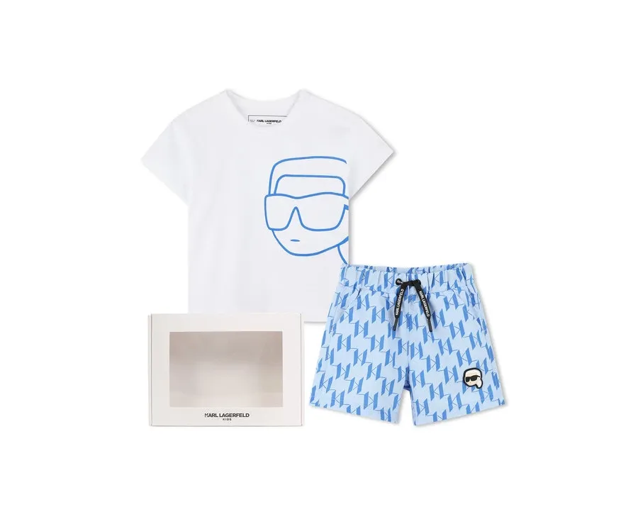 obrazek 1 Karl Lagerfeld Kids Komplet t-shirt i spodenki Z30498 S Niebieski Regular Fit