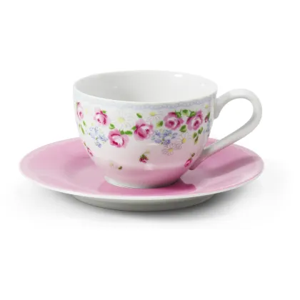 Zdjęcie Wyjątkowa filiżanka ze spodkiem z porcelany zdobiona kwiatowym motywem – Leander