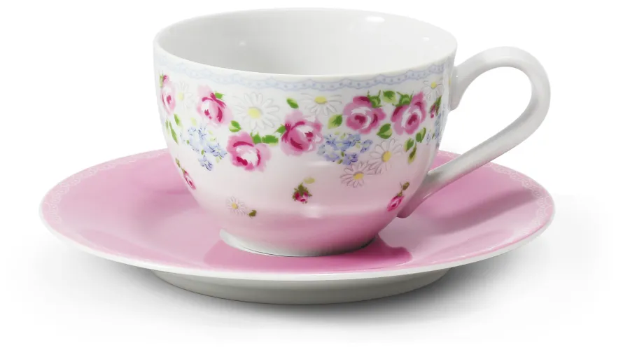 obrazek 1 Wyjątkowa filiżanka ze spodkiem z porcelany zdobiona kwiatowym motywem – Leander
