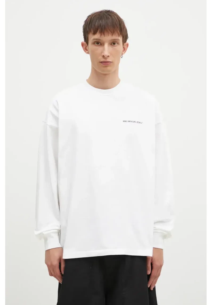 obrazek 1 MKI MIYUKI ZOKU longsleeve bawełniany Uniform Long Sleeve Tee kolor biały gładki UNIFORM.LONG.SLEEVE.TEE