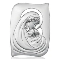 Zdjęcie Stylowy srebrny obrazek z Madonną z dzieciątkiem 9,6х13 cm