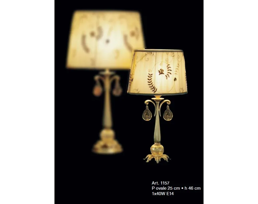 obrazek 1 Elegancka lampa z bursztynową zawieszką ze stożkowym szyfonowym kloszem – Il Paralume Marina