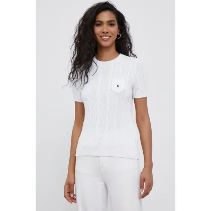 Zdjęcie Polo Ralph Lauren sweter bawełniany kolor biały