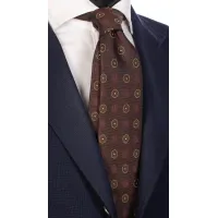Picture A unique, brown tie for men with decorative circles