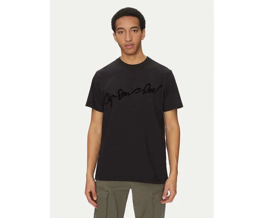 obrazek 1 G-Star Raw T-Shirt Floock G-Script D25148-C784 Czarny Regular Fit