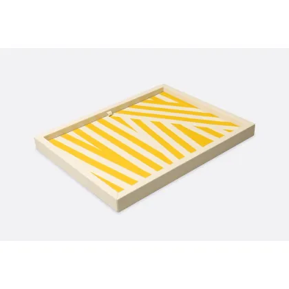 Zdjęcie Fantastyczna skórzana taca z intarsją w kolorze biało żółtym - do kuchni