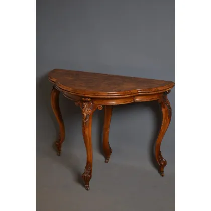 Zdjęcie Znakomity wiktoriański z ozecha włoskiego stolik do gry o serpentynowym obrysie, z zawiasowym blatem