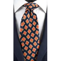 Picture Navy blue tie with a multicolored print