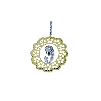 Zdjęcie Medalik w kwszałcie kawiatka z Madonną 23x20mm