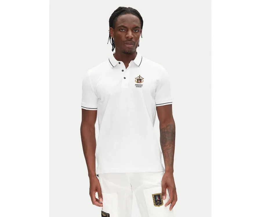obrazek 1 Aeronautica Militare Polo 251PO1850P191 Biały Slim Fit