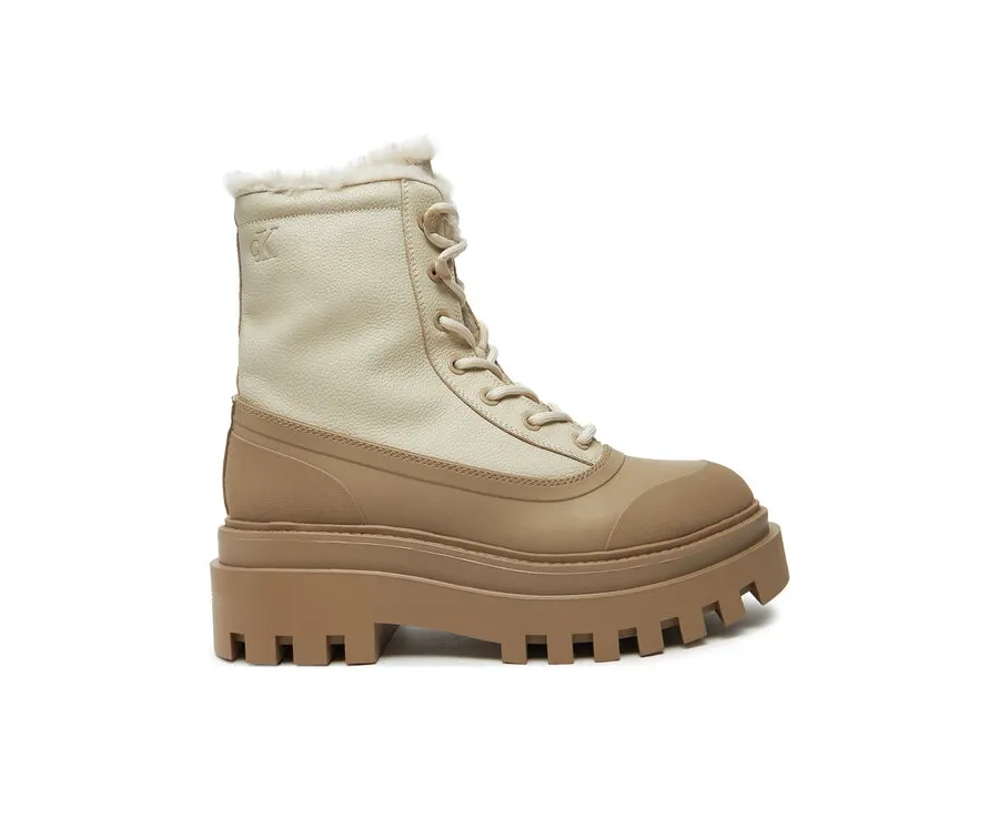 obrazek 1 Calvin Klein Jeans Trapery Flatform Lace Up Boot Padded YW0YW01557 Beżowy