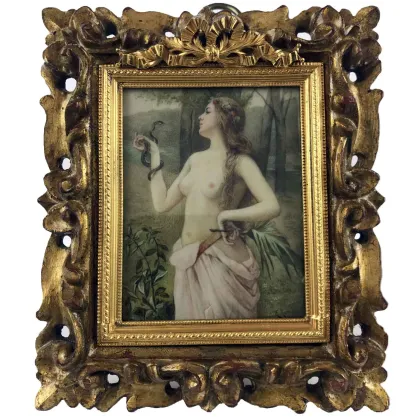 Picture E. Rénard Miniature of a woman in a rectangular format, painted in watercolor on ivory