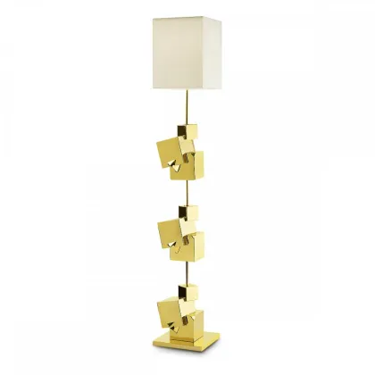 Zdjęcie Lampa podłogowa z pirytu z mosiężną ramą H.184xL.30xP.30 cm