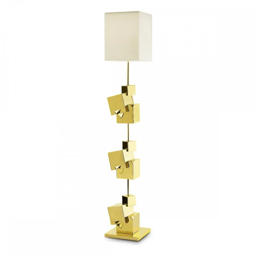 obrazek 1 Lampa podłogowa z pirytu z mosiężną ramą H.184xL.30xP.30 cm