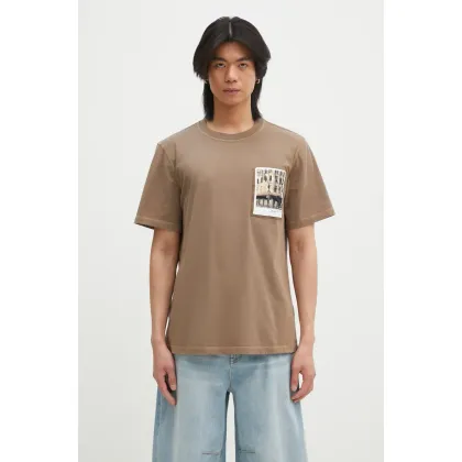 Zdjęcie Helmut Lang t-shirt bawełniany Pstcard T Grnwch.Mal męski kolor brązowy z nadrukiem O10HM515