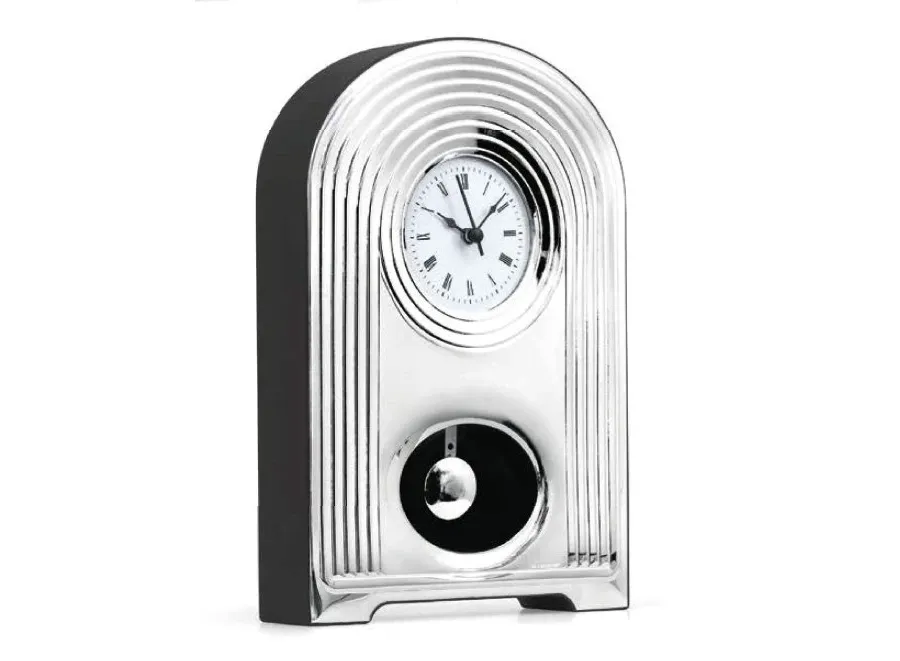 obrazek 1 Ekskluzywny srebrny zegar stojący do salonu