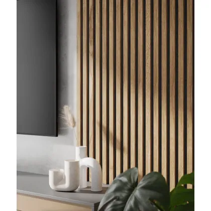 Zdjęcie 275x30x2,6 cm LD Panel akustyczny na grubym filcu (lamel fornir dębowy) - ścienny i sufitowy 3D