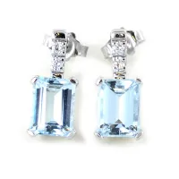 Picture Beautiful stylish earrings with aquamarine and diamonds