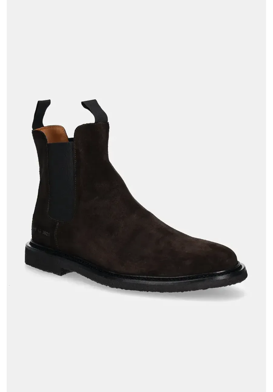 obrazek 1 Common Projects sztyblety zamszowe Chelsea in Waxed Suede męskie kolor brązowy 2446