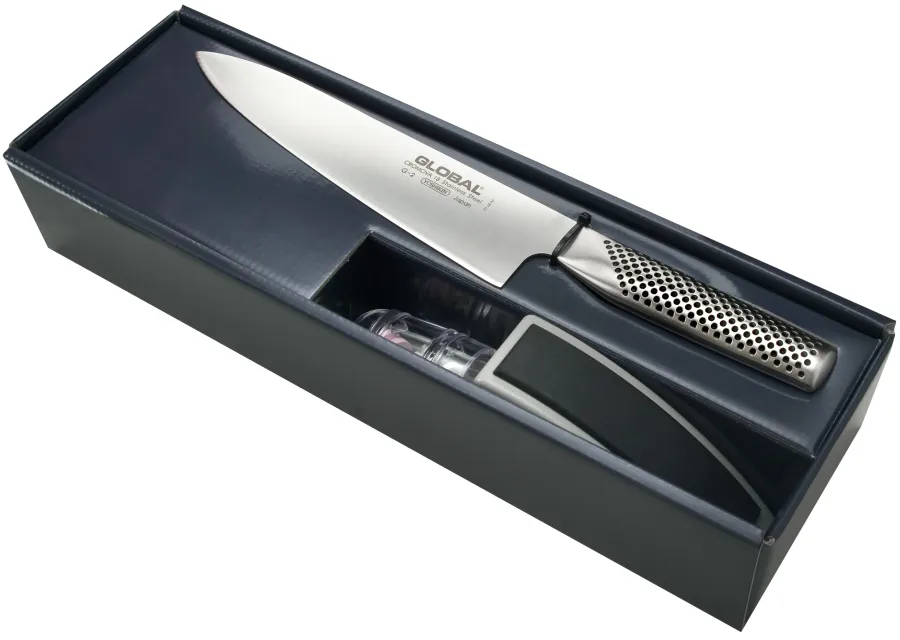 obrazek 1 Zestaw Starter: Nóż szefa kuchni G-2 + ostrzałka MinoSharp | Global G-2220GB 