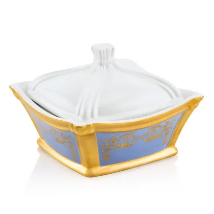 Picture Ceramic square container with gold decorations - Ahura