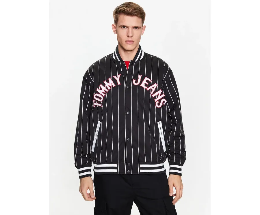 obrazek 1 Tommy Jeans Kurtka bomber Pinstripe DM0DM15917 Czarny Relaxed Fit