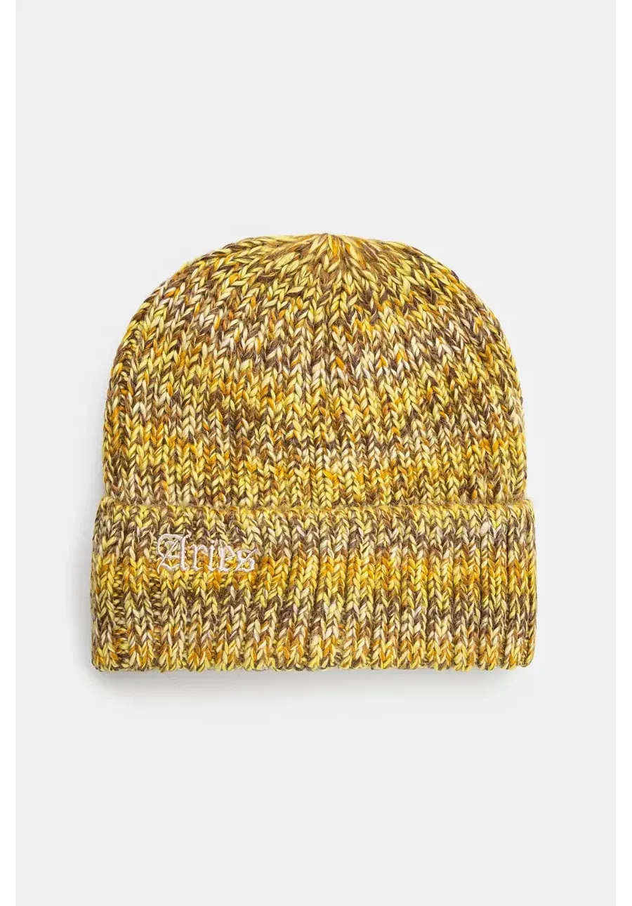 obrazek 1 Aries czapka z domieszką wełny Rib Knit Space Dye Beanie kolor zielony z grubej dzianiny AR9001502