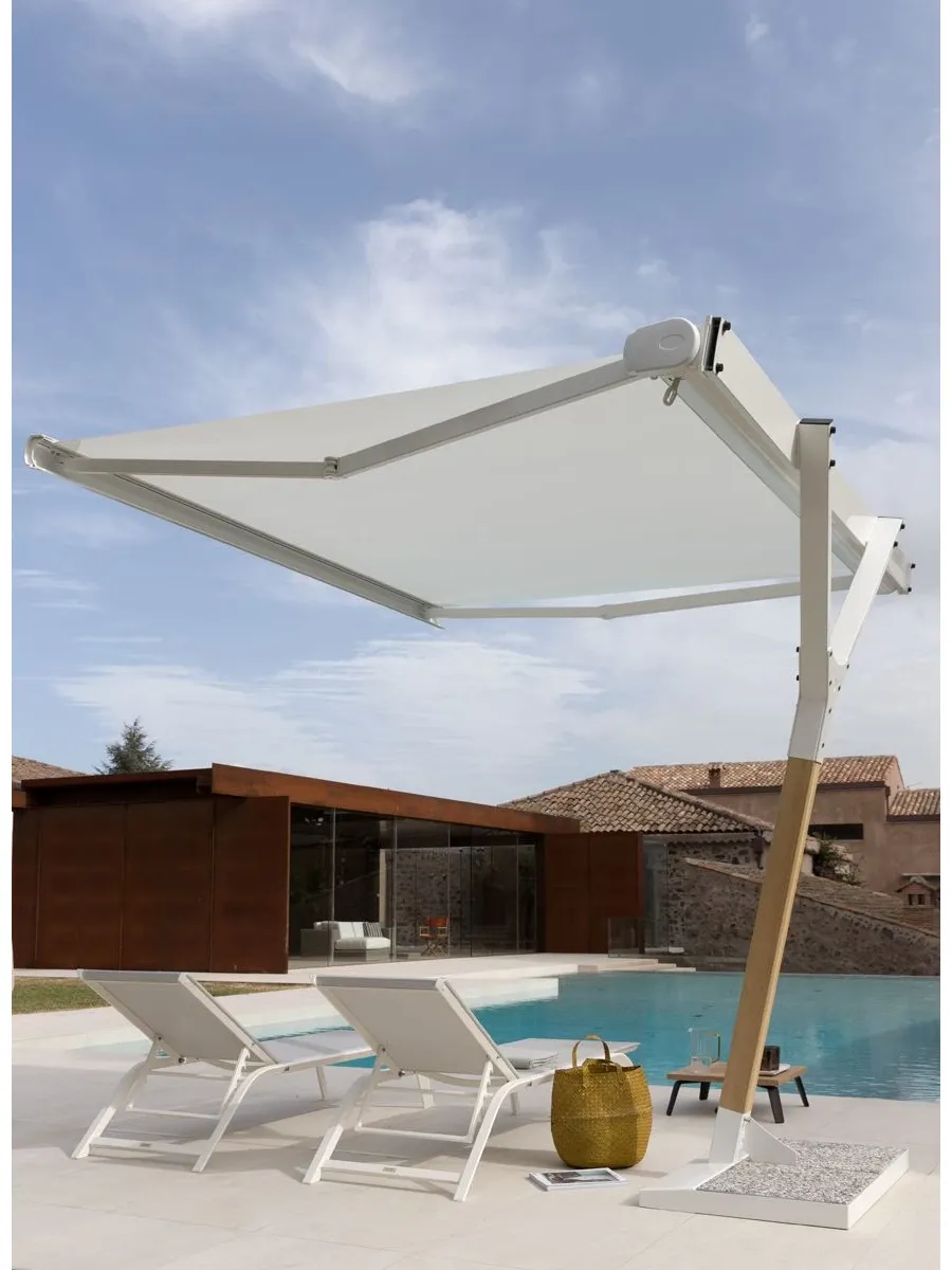 obrazek 3 Biały parasol Salento z manualnym mechanizmem rozkładania 300×250 cm do ogrodu