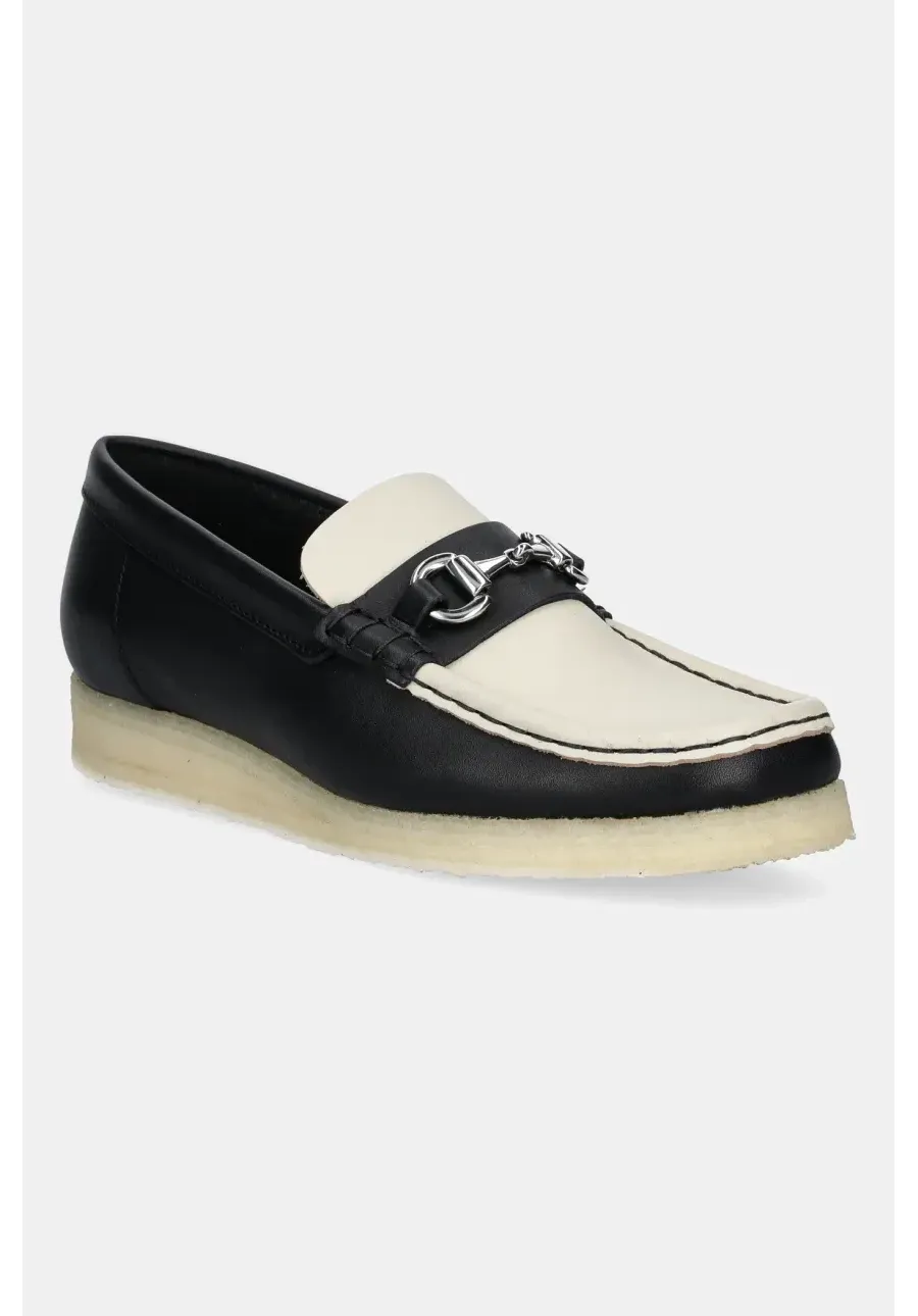 obrazek 1 Clarks Originals mokasyny skórzane Wallabee Loafer HBIT damskie kolor czarny na płaskim obcasie 26181122