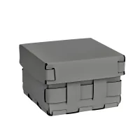 Zdjęcie Luksusowy pleciony kosz Bottega 19x19xH13 cm z szarej skóry