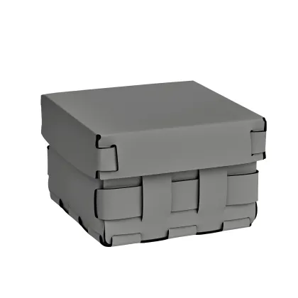 Zdjęcie Luksusowy pleciony kosz Bottega 19x19xH13 cm z szarej skóry