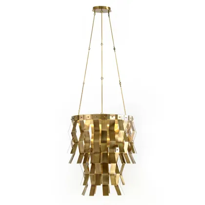 Zdjęcie Lampa wisząca z dekoracyjnymi giętymi elementami z mosiądzu H.78+110xDia.68 cm